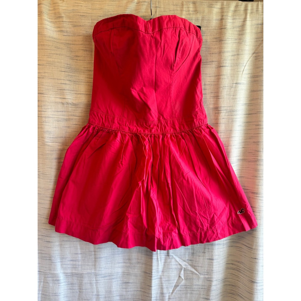 Hollister Pink Strapless Smocked Back Mini Dress Sweetheart Neckline Size L